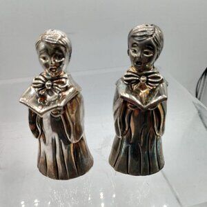 Neiman Marcus Silver Plated Choir Salt & Pepper Shakers In Box 3.5" Tall Gift Co